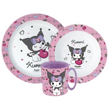 Hello Kitty Kuromi étkészlet, micro műanyag szett bögrével 390 ml    Hello Kitty Kuromi étkészlet, micro műanyag szett bögrével 390 ml