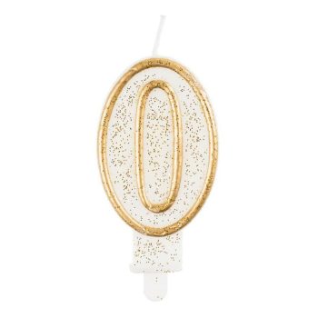 Arany csillámos 0-ás Gold számgyertya, tortagyertya Arany csillámos 0-ás Gold számgyertya, tortagyertya