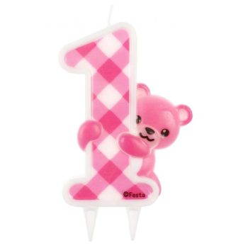 Első születésnap Pink Teddy csillámos tortagyertya Első születésnap Pink Teddy csillámos tortagyertya