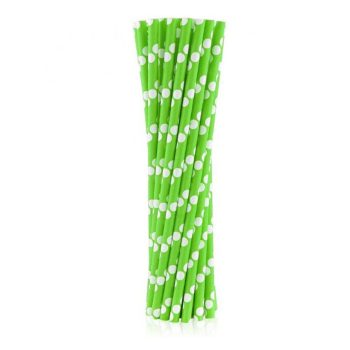 Zöld Green Polka Dots papír szívószál 24 db-os Zöld Green Polka Dots papír szívószál 24 db-os