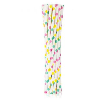 Színes Colorful Dots papír szívószál 12 db-os Színes Colorful Dots papír szívószál 12 db-os