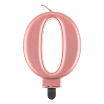 Rose Gold 0-ás Metallic számgyertya, tortagyertya Rose Gold 0-ás Metallic számgyertya, tortagyertya