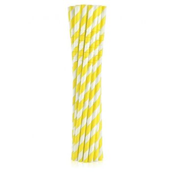 Sárga Yellow Stripes rugalmas papír szívószál 12 db-os Sárga Yellow Stripes rugalmas papír szívószál 12 db-os