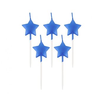 Kék csillag Metallic tortagyertya, gyertya szett 5 db-os Kék csillag Metallic tortagyertya, gyertya szett 5 db-os