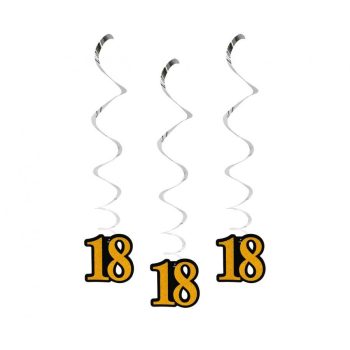 Happy Birthday 18 B&C szalag dekoráció 3 db-os szett Happy Birthday 18 B&C szalag dekoráció 3 db-os szett