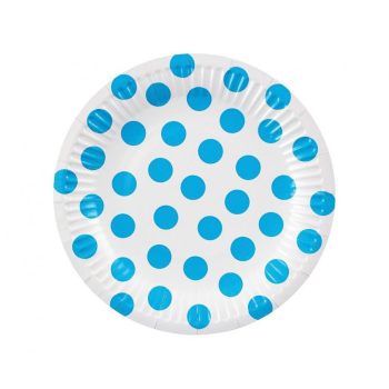 Pöttyös Sky Blue Polka Dot papírtányér 6 db-os 18 cm Pöttyös Sky Blue Polka Dot papírtányér 6 db-os 18 cm
