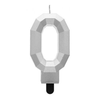 Ezüst 0-ás Diamond Metallic számgyertya, tortagyertya Ezüst 0-ás Diamond Metallic számgyertya, tortagyertya