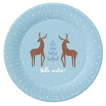 Karácsonyi Hello Winter Blue papírtányér 6 db-os 18 cm Karácsonyi Hello Winter Blue papírtányér 6 db-os 18 cm