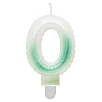 Fehér-Zöld 0-ás Ombre számgyertya, tortagyertya Fehér-Zöld 0-ás Ombre számgyertya, tortagyertya