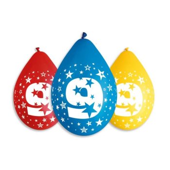 Happy Birthday 9 Star függő léggömb, lufi 5 db-os 12 inch (30 cm)   Happy Birthday 9 Star függő léggömb, lufi 5 db-os 12 inch (30 cm)