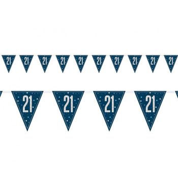 Happy Birthday 21 Blue zászlófüzér 274 cm Happy Birthday 21 Blue zászlófüzér 274 cm