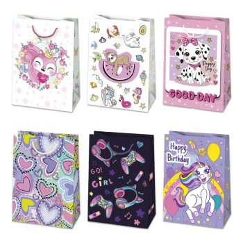 Lányos Colorful papír ajándéktasak, ajándékzacskó 23x32x11 cm   Lányos Colorful papír ajándéktasak, ajándékzacskó 23x32x11 cm