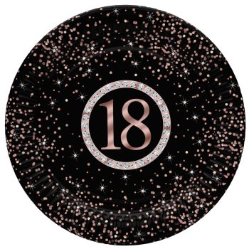 Happy Birthday 18 Rose Gold papírtányér 8 db-os 22,7 cm Happy Birthday 18 Rose Gold papírtányér 8 db-os 22,7 cm