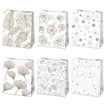 Mintás White papír ajándéktasak, ajándékzacskó 19x23x10,5 cm   Mintás White papír ajándéktasak, ajándékzacskó 19x23x10,5 cm