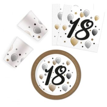 Happy Birthday 18 Milestone party szett 36 db-os 23 cm-es tányérral   Happy Birthday 18 Milestone party szett 36 db-os 23 cm-es tányérral