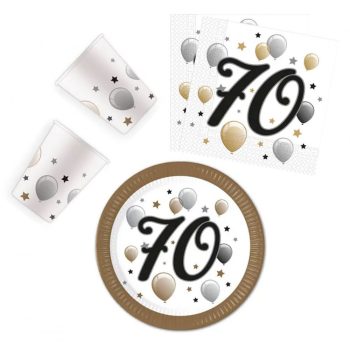 Happy Birthday 70 Milestone party szett 36 db-os 23 cm-es tányérral   Happy Birthday 70 Milestone party szett 36 db-os 23 cm-es tányérral