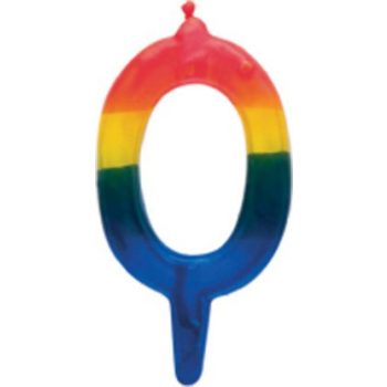 Színes Striped tortagyertya, számgyertya 0-ás Színes Striped tortagyertya, számgyertya 0-ás