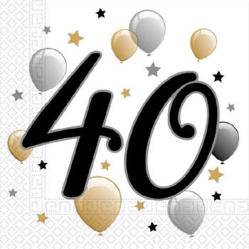 Happy Birthday 40 Milestone szalvéta 20 db-os 33x33 cm Happy Birthday 40 Milestone szalvéta 20 db-os 33x33 cm