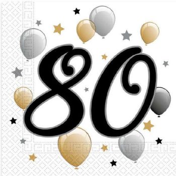 Happy Birthday 80 Milestone szalvéta 20 db-os 33x33 cm Happy Birthday 80 Milestone szalvéta 20 db-os 33x33 cm