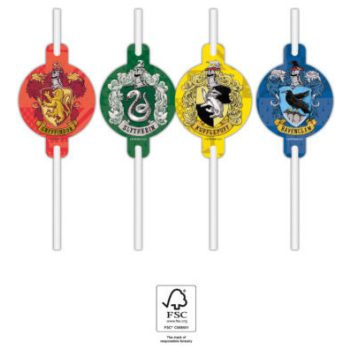 Harry Potter Hogwarts Houses papír szívószál 4 db-os szett FSC   Harry Potter Hogwarts Houses papír szívószál 4 db-os szett FSC