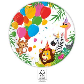 Dzsungel Balloons papírtányér 8 db-os 23 cm FSC Dzsungel Balloons papírtányér 8 db-os 23 cm FSC