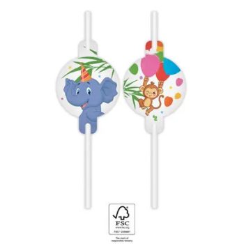 Dzsungel Balloons papír szívószál, 4 db-os szett FSC Dzsungel Balloons papír szívószál, 4 db-os szett FSC