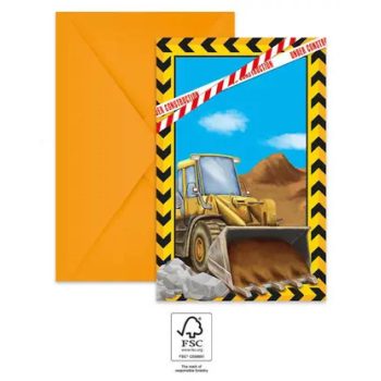 Építkezés Grabber party meghívó 6 db-os FSC Építkezés Grabber party meghívó 6 db-os FSC