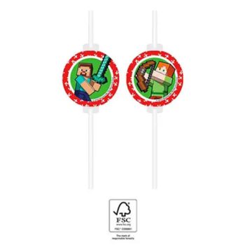 Minecraft Green papír szívószál, 4 db-os szett FSC Minecraft Green papír szívószál, 4 db-os szett FSC