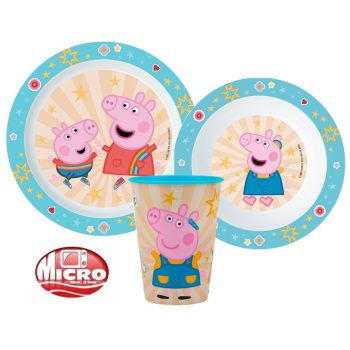 Peppa malac Kindness étkészlet, micro műanyag szett, pohárral 260 ml   Peppa malac Kindness étkészlet, micro műanyag szett, pohárral 260 ml