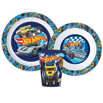 Hot Wheels Blue Fire étkészlet, micro műanyag szett pohárral 260 ml   Hot Wheels Blue Fire étkészlet, micro műanyag szett pohárral 260 ml