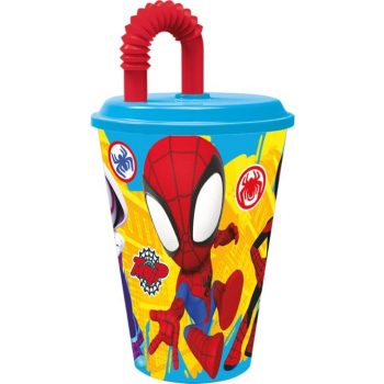 Pókember Spidey szívószálas pohár, műanyag 430 ml Pókember Spidey szívószálas pohár, műanyag 430 ml