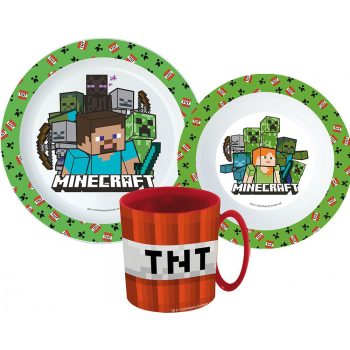 Minecraft Creeper étkészlet, micro műanyag szett bögrével 350 ml   Minecraft Creeper étkészlet, micro műanyag szett bögrével 350 ml