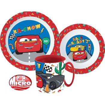 Disney Verdák Lets Race étkészlet, micro műanyag szett bögrével 350 ml   Disney Verdák Lets Race étkészlet, micro műanyag szett bögrével 350 ml