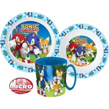 Sonic a sündisznó Adventure étkészlet, micro műanyag szett bögrével 350 ml   Sonic a sündisznó Adventure étkészlet, micro műanyag szett bögrével 350 ml