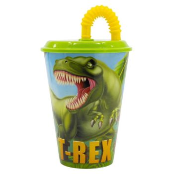 Dinoszaurusz T-Rex szívószálas pohár, műanyag 430 ml Dinoszaurusz T-Rex szívószálas pohár, műanyag 430 ml