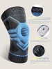 Rokesa Knee Brace, Professional Pain Relief with Side Stabilizers and Patella Gel Size XL (Baby Blue)