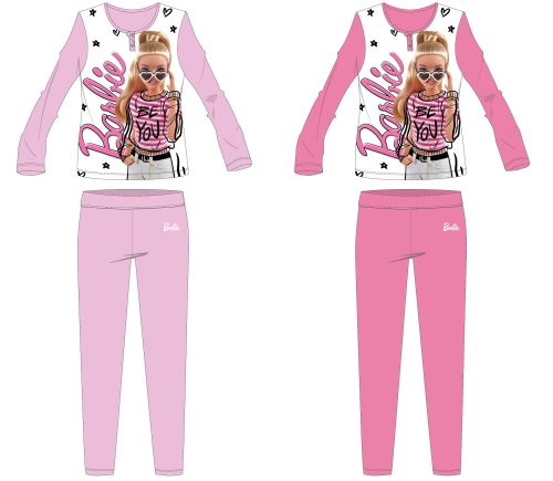 Piżama dziecięca z przewońgo jerseyu Barbie - jasnoróżowa - 104
