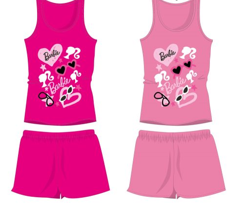 Bawełniany komplet na lato Barbie - komplet t-shirt-krótki - rózwy - 116