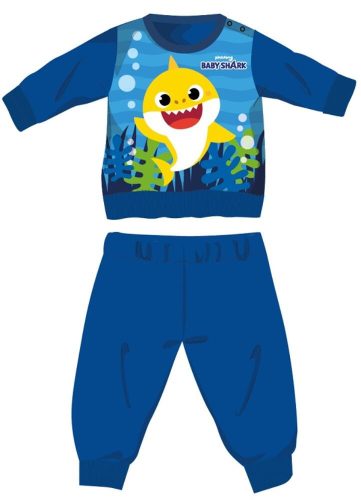 Baby Shark zimowa gruba pijama dziecięca - bawełniana flanelowa pijama - średni błękit - 86