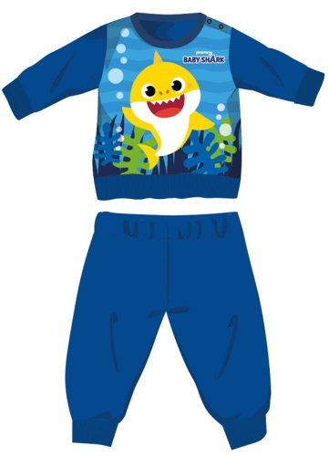 Baby Shark winter thick baby pajamas - cotton flannel pajamas - medium blue - 86