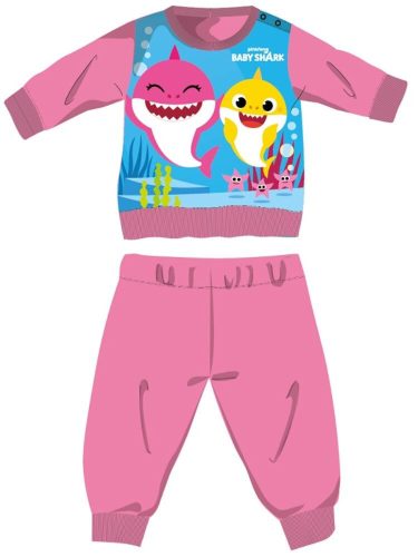 Baby Shark winter thick baby pajamas - cotton flannel pajamas - pink - 86