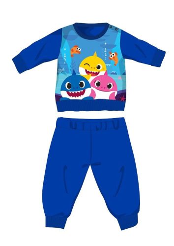 Zimowa, bawełniana piżama niemowlęca Baby Shark - piżama interlock - średni błękit - 92