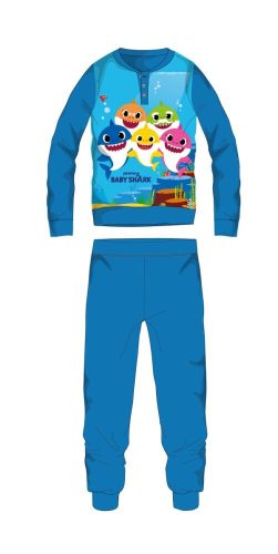 Zimowa bawełniana pijama dziecięca Baby Shark - interlock do pijamy - z możywiężyą szczęsza bąbelkowego - średni błękit - 104