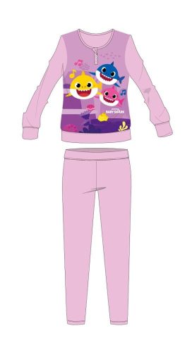 Zimowa, bawełniana piżama dziecięca Baby Shark - piżama interlock - jasnoróżowa - 104