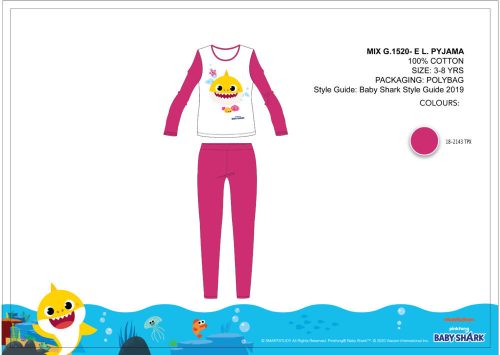 Dziecięca pijama z jerseyu Baby Shark - bawełniana pijama - rozová - 116