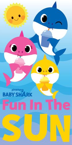 Ręcznik plażowy dla dzieci Baby Shark - 70x140 - jasnoniebieski