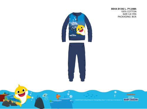 Piżama dziecięca Baby Shark dla chłopców - piżama bawełniana z jerseyu - ciemnoniebieska - 110