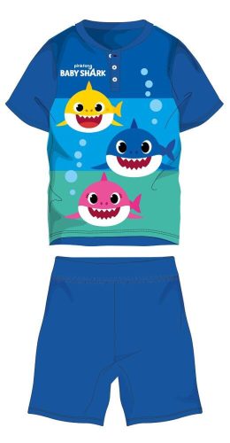 Baby Shark summer short-sleeved children's pajamas - cotton jersey pajamas - medium blue-blue - 104