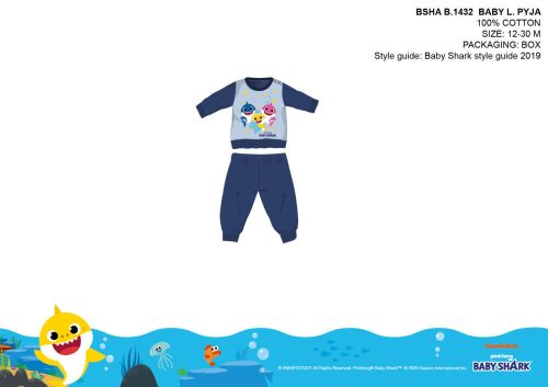 Piżama niemowlęca Baby Shark – bawełniana dżersejowa piżama – ciemnoniebieska – nr 92