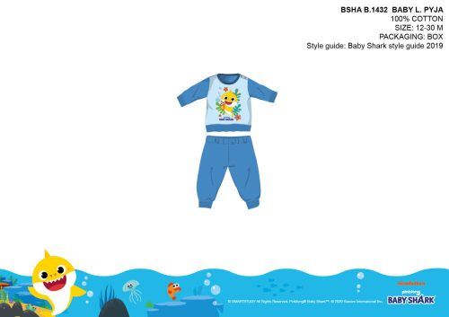 Baby Shark baba pizsama - jersey pamut pizsama - világoskék - 92